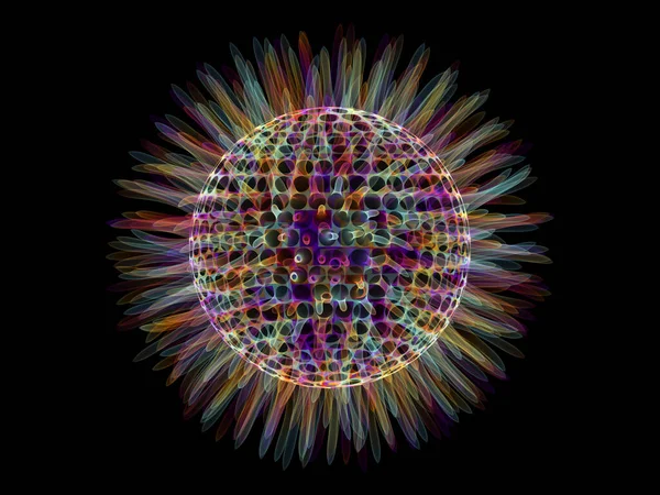 Serie Virus Fractal Representación Partículas Virales Coloridas Translúcidas Sobre Tema — Foto de Stock