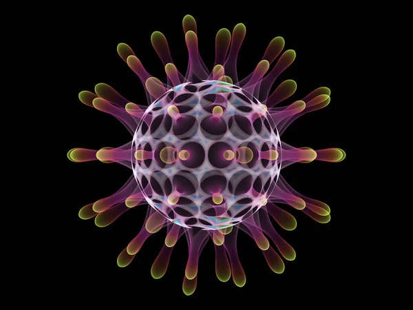 Серія Fractal Virus Рендеринг Прозорих Барвистих Вірусних Частинок Тему Здоров — стокове фото