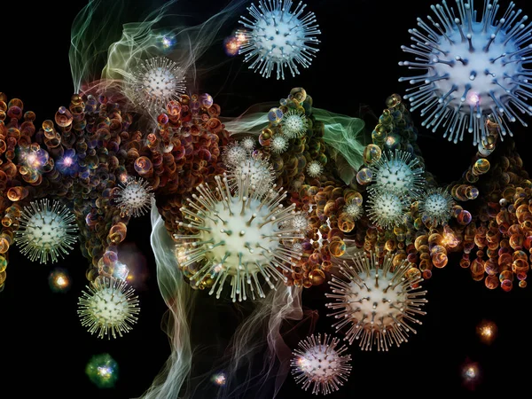 Rendering Delle Particelle Virali Del Coronavirus Dei Microelementi Ambientali Materia — Foto Stock