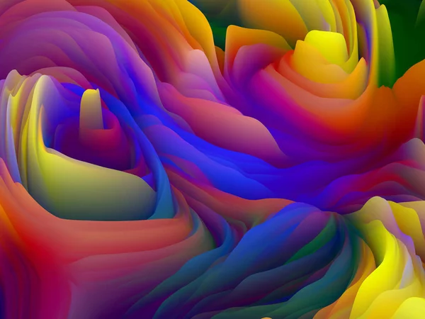 表面のねじれ 次元波シリーズ 渦巻き色のテクスチャの構成 アート 創造性 デザインのメタファーとしての乱流の3Dレンダリング — ストック写真
