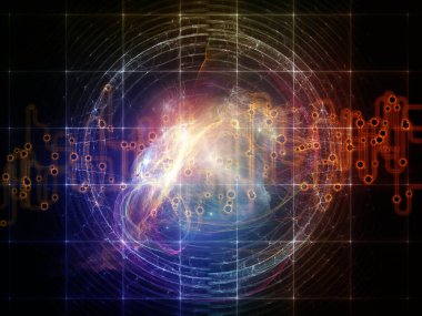 Modern teknoloji ve telekomünikasyon konularındaki ışık, ızgara ve ağ elementlerinin arkaplanı.