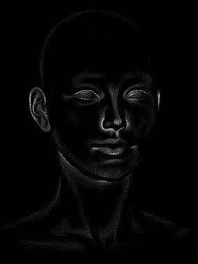 Nokta Hazırlama serisi. Bir insan modelinin 3 boyutlu görüntüleme tekniği noktalama tekniğiyle uygulanır..