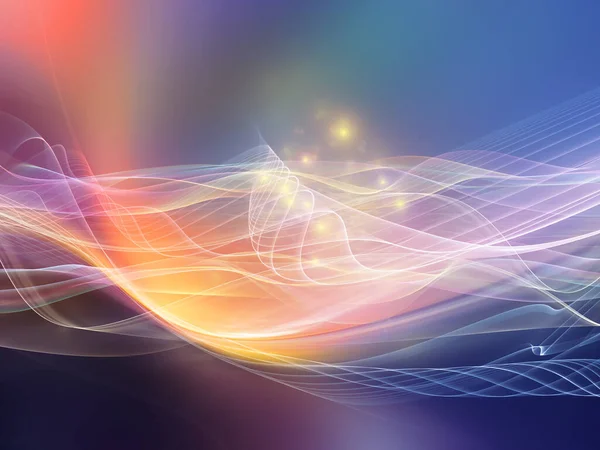 Light Wave series. Rendering of sine waves and lights background on a subject of modern technology and science.