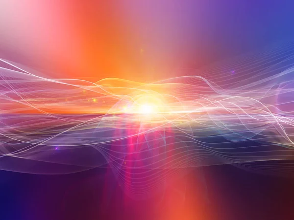 光の波シリーズ 現代技術と科学をテーマにしたサイン波と照明背景のレンダリング — ストック写真