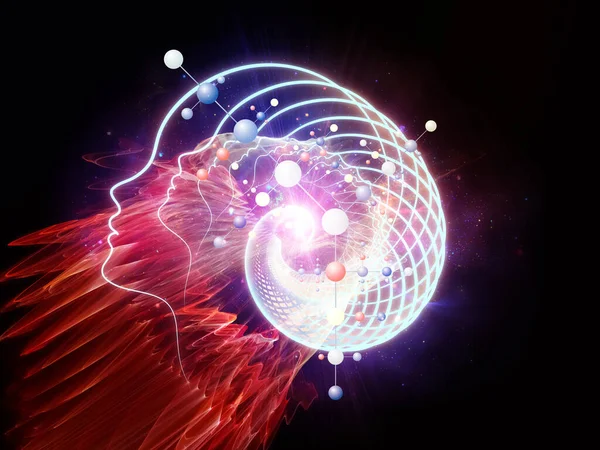 Серия Mind Emergence Взаимодействие Молекулярных Структур Света Человеческих Линий Тему — стоковое фото