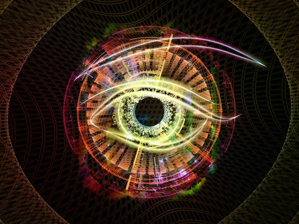 Ögonsymbol Abstrakta Tekniska Element Och Ljussammansättning Temat Vetenskap Och Utbildning — Stockfoto
