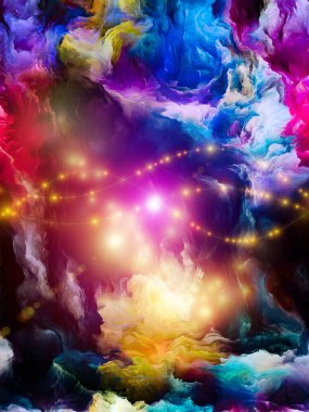 Color Lives serisi. Yaşam, yaratıcılık ve sanatla ilgili fraktal boyanın fraktal hareketlerinin etkileşimi