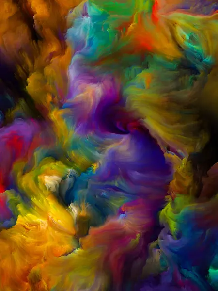 Color Swirl Series Interplay Colorful Motion Liquid Paint Canvas Life — Stock Photo, Image