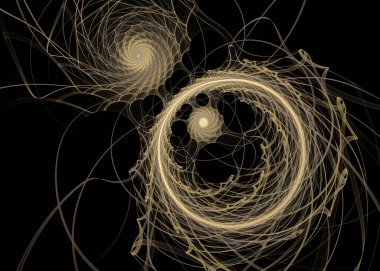 Fractal Paths serisi. geometri, matematik, fraktal tasarım, bilim ve görselleştirme konularında soyut bir alanda örülen bej rengi ışık.