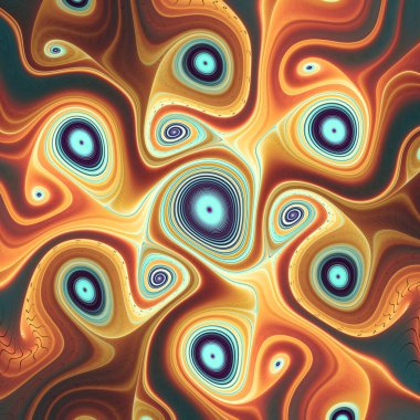 Fraktal Girdap serisi. Doğanın matematik, fraktal tasarım, bilim, görselleştirme ve organik geometri konularındaki iç işleyişini gösteren soyut bir tasarım..