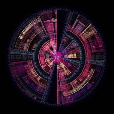 Merkezi Geometri serisi. Fraktal tasarım, görselleştirme, bilim, matematik ve radyal geometri konularında parlayan merkezi tasarımın soyutlanması.