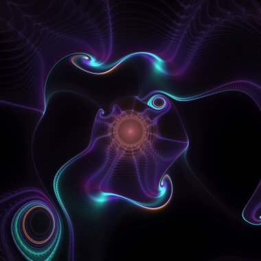 Fraktal Geometri serisi. Geometri, matematik, fraktal tasarım, bilim ve görselleştirme konularında serpentin, aydınlık yollar düzenlenmesi.