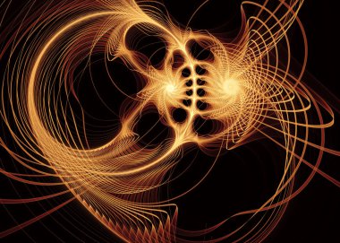 Fraktal patika serisi. Geometrik görselleştirme, fraktal geometri, kaos teorisi, sanat, bilim ve tasarım konularında soyut ışık tasarımı titreşimi.