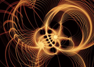 Fraktal patika serisi. Bilim, tasarım, geometrik görselleştirme, fraktal geometri, kaos teorisi ve sanat konularında soyut ışık dizaynının ışıltısı.