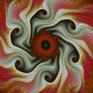 Fraktal girdap serisi. Akış görselleştirme, fraktal geometri, kaos teorisi, sanat, bilim ve tasarım konularında dönen kozmik tozun büyüleyici bir tasarımı..