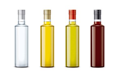 Şişe örnekler petrol ve diğer gıdalar. Küçük boy