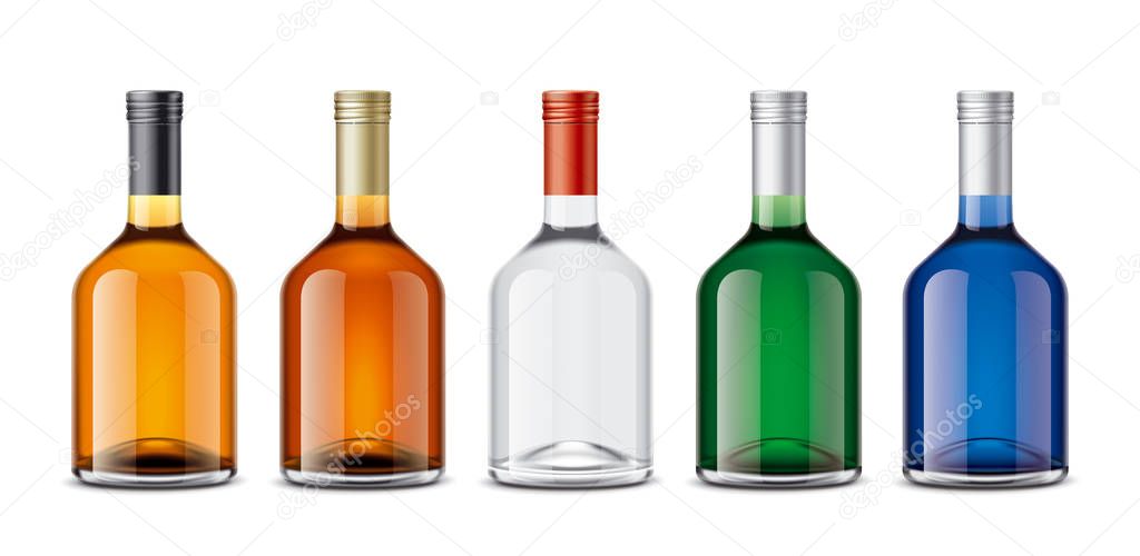 Mockup bottles of alcoholic beverages