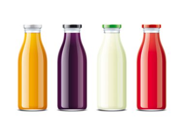Cam şişeler için meyve suyu ve soda. Metal kap