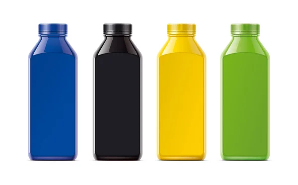 Garrafas Suco Refrigerante Outros Versão Colorida Não Transparente — Fotografia de Stock