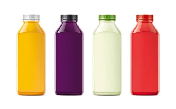 Garrafas Suco Refrigerante Outros Versão Colorida Não Transparente — Fotografia de Stock