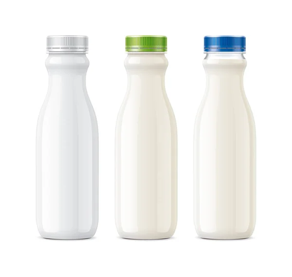 Weiße Flaschen Für Milch Milchprodukte Und Andere Lebensmittel — Stockfoto