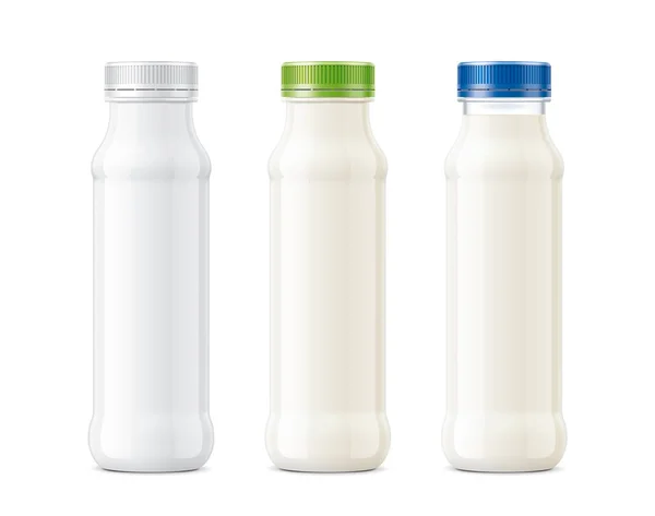 Белые Бутылки Молока Молочных Продуктов Других — стоковое фото