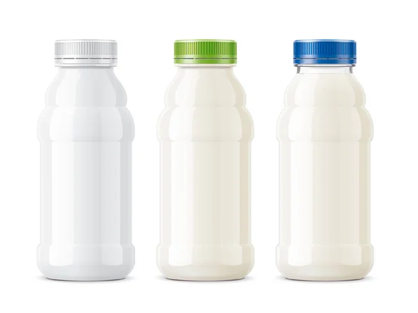Bottiglie Bianche Latte Latticini Altri — Foto Stock