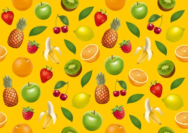 水果无尽的背景 黄色版本 — 图库照片