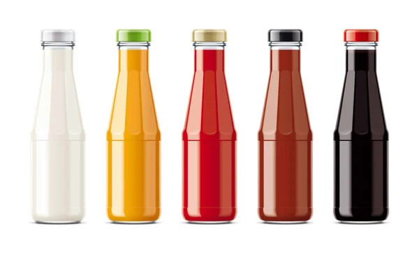 Glass Bottles Sauces — Stock Photo, Image