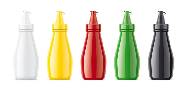 Plastic Bottles Mockups Sauces — Stock Photo, Image