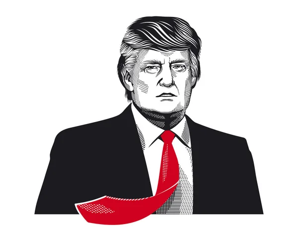 Donald Trump Con Una Corbata Roja — Vector de stock