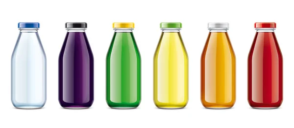 Flaskor För Vatten Juice Saft Och Andra Drycker — Stockfoto