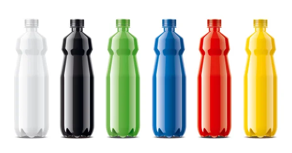 Flaskor För Juice Mejeri Drycker Och Andra Färgade Genomskinlig Version — Stockfoto