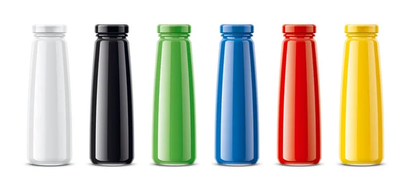 Botellas Para Zumo Bebidas Lácteas Otros Versión Coloreada Transparente — Foto de Stock