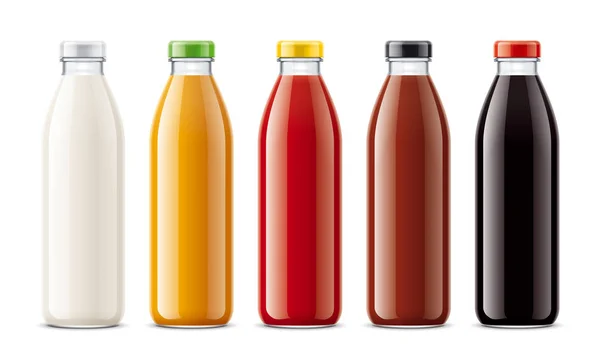 Flaskor För Juice Mejeri Drycker Och Andra — Stockfoto