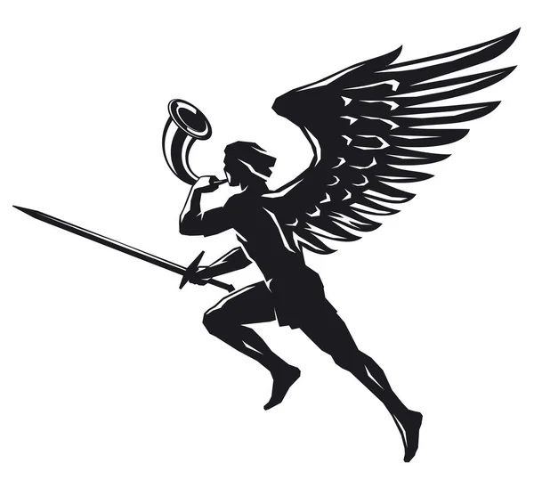Angel Sword Horn — Stock Vector