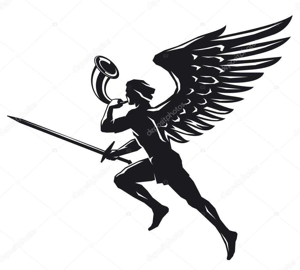 Angel with sword and horn