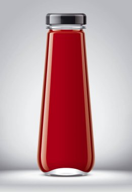 Meyve suları ve diğer içecekler için cam şişe. 3d render. 