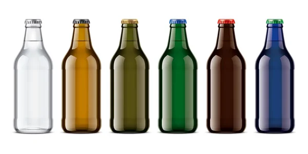 Colored Glass Bottles Mockup Detailed Illustration — Stock Photo, Image