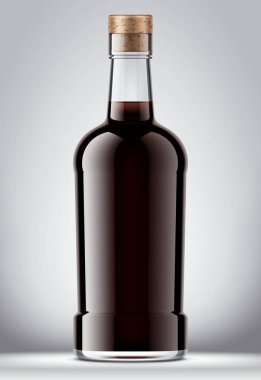 Cam şişe maketi. Cork versiyonu. Ayrıntılı illüstrasyon. 