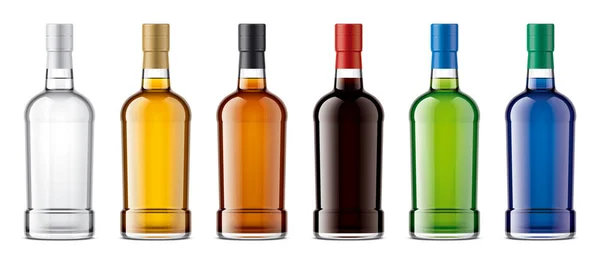 Mockup Bottiglie Vetro Versione Stagnola Illustrazione Dettagliata — Foto Stock