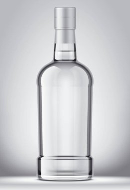 Cam şişe maketi. Folyo versiyonu. Ayrıntılı illüstrasyon. 