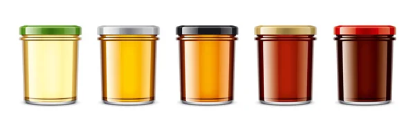 Set Glass Jar Honey — Stock Photo, Image