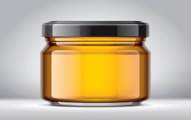 Arkaplanda Ballı Cam Kavanoz. 