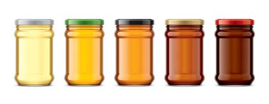 Set of Glass Jar with Honey.  clipart