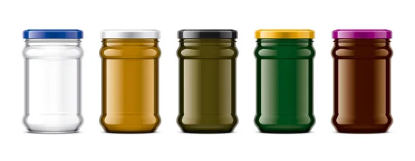 Set Colored Glass Jar — Stock Photo, Image