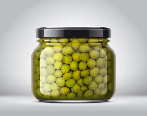 Glass Jar Canned Peas Background — Stock Photo, Image