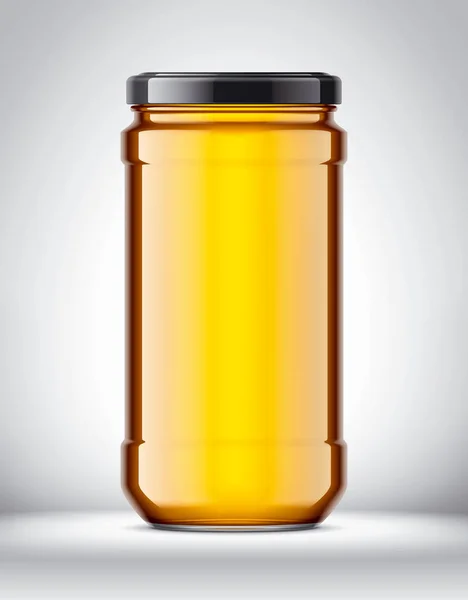 Βάζο Γυάλινο Μέλι Στο Φόντο — Φωτογραφία Αρχείου