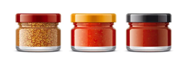 Set Glass Jar Sauces Mustard — Stock Photo, Image