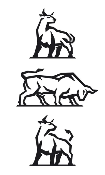 Set Van Brutale Bull Illustraties — Stockvector